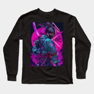 Cool neon samurai Long Sleeve T-Shirt